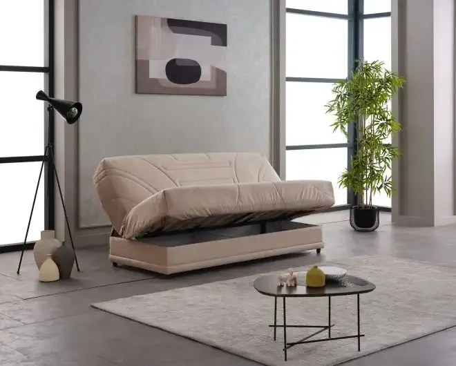 Canapea extensibila cu saltea relaxa si husa detasabila Genova, maro