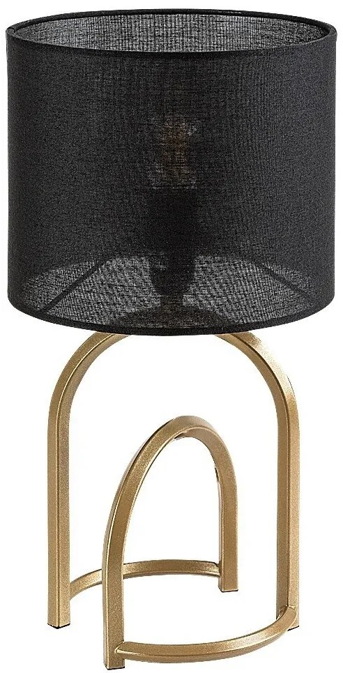 Veioza/Lampa de masa metal auriu abajur negru Gisaya