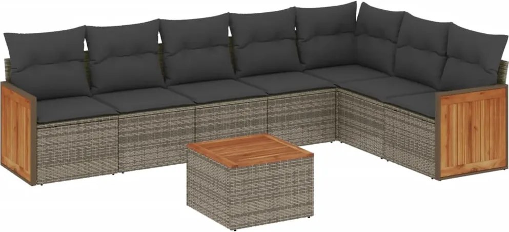 vidaXL Set canapele de grădină cu perne, 8 piese, gri, poliratan