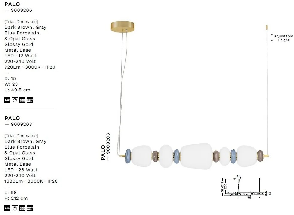 Aplica LED decorativa ceramica albastru, alb, PALO