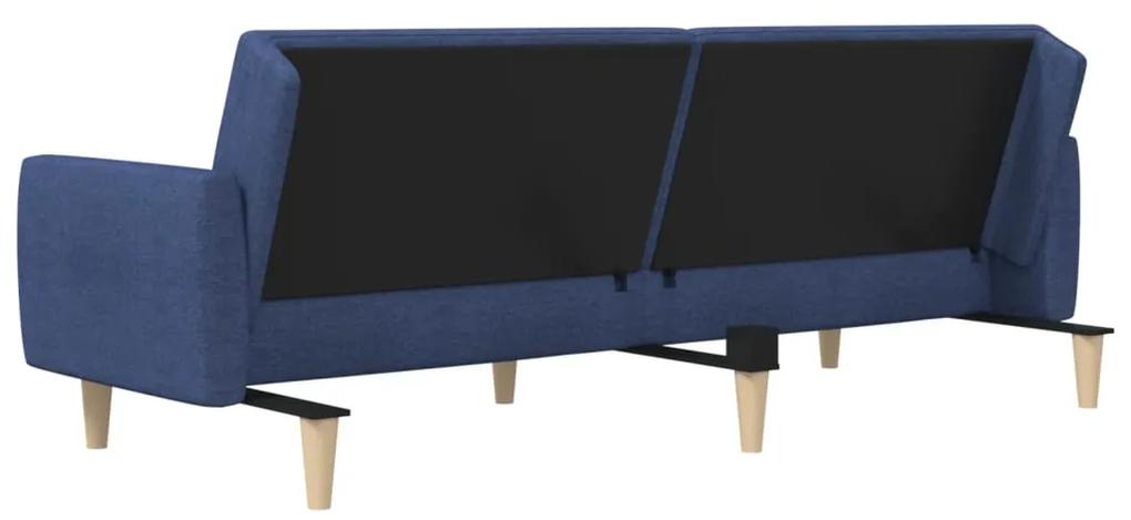 Canapea extensibila cu 2 locuri, albastru, material textil Albastru, Fara suport de picioare
