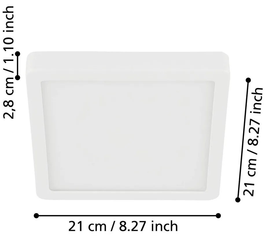 Plafonieră albă LED 21x21 cm FUEVA 5 – EGLO