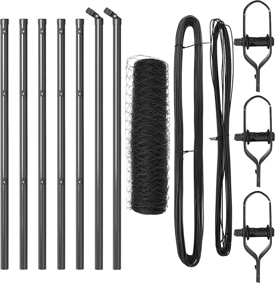 vidaXL Stâlp de gard. Gri 10 x 0,8 m (plasă de 50 mm) Oțel și PVC