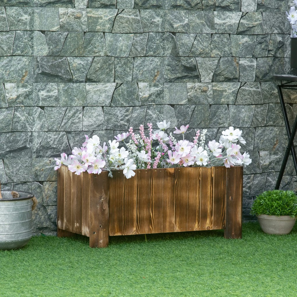 Outsunny Ghiveci Rectangular pentru Plante din lemn de Brad, 70x35x30cm | Aosom Romania