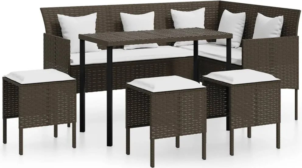 vidaXL Set canapele de grădină forma L cu perne 5 piese maro poliratan