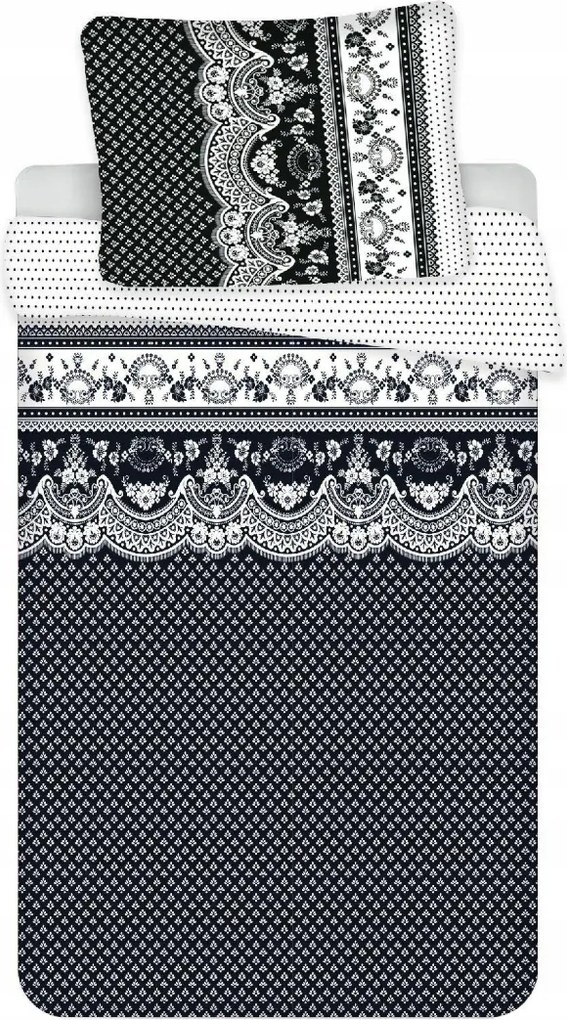 Lenjerie de pat policoton pentru 2 paturi CANZONE BLACK, negru Dimensiune lenjerie de pat: 2 buc 70 x 90 cm | 2 buc 140 x 200 cm