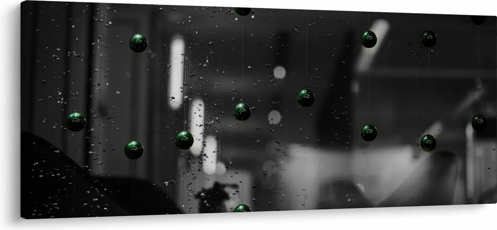 Tablou abstract - bilele verzi (120x50 cm)