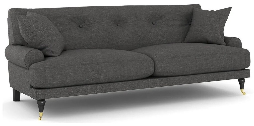 Canapea Seattle E104Numărul de locuri: 3, Gri inchis, 195x100x87cm, Tapiterie, Picioare: Role, Lemn