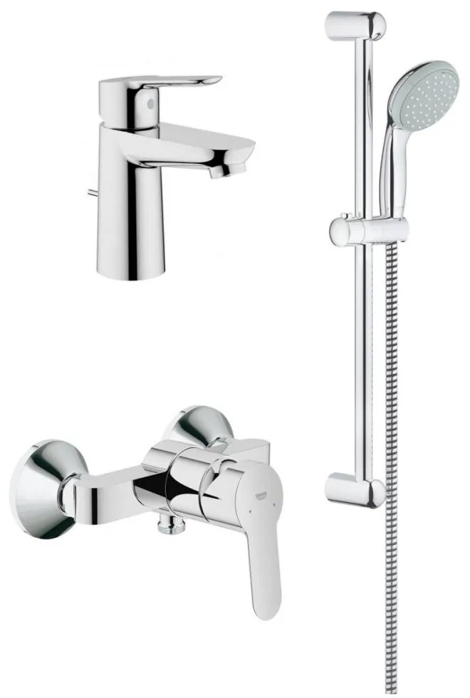 Set baterie lavoar, baterie dus si set de dus, crom lucios, Grohe BauEdge