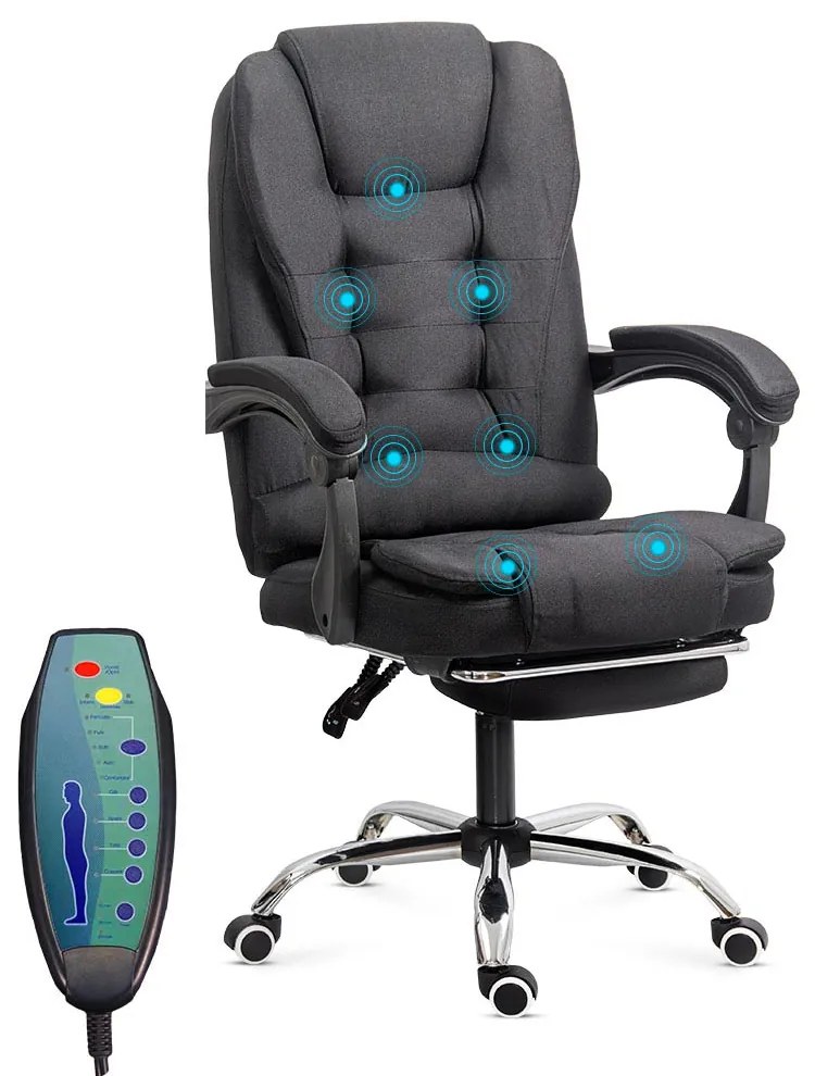 Scaun birou textil cu masaj in 7 puncte si baza metalica OFF 4181M negru