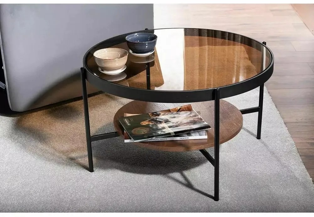 Masa de cafea Prima B chihlimbar transparent/nuc ø74/h43