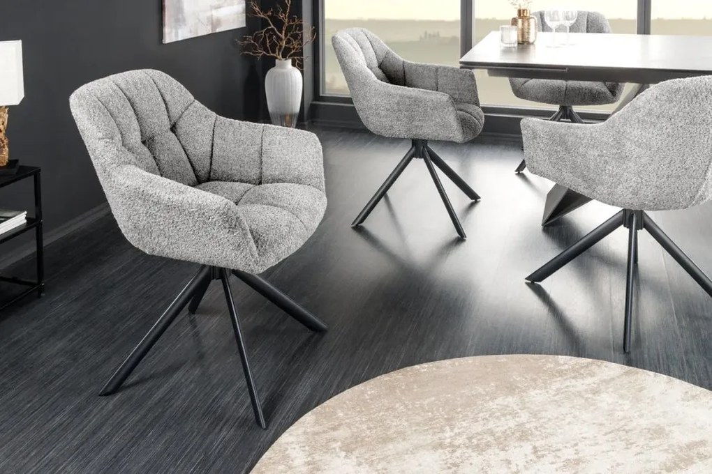 Set 2 scaune pivotante Papillon, boucle gri