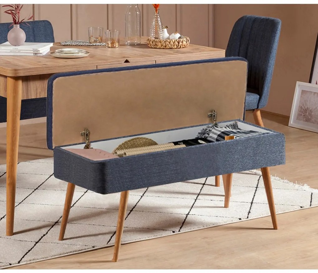 Set mobilier sufragerie Vlasta 2 (pin atlantic + albastru închis) (pentru 6 persoane). 1073073