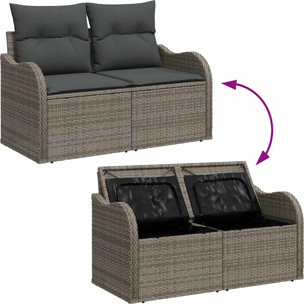 vidaXL Set de canapele pentru grădină 9 pcs Gri Rattan poli