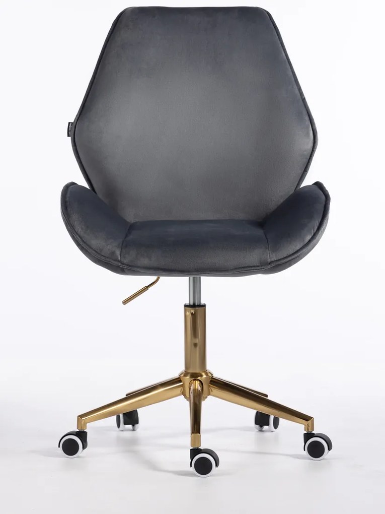HR350K Scaun Grafit din Catifea Bază Aurie