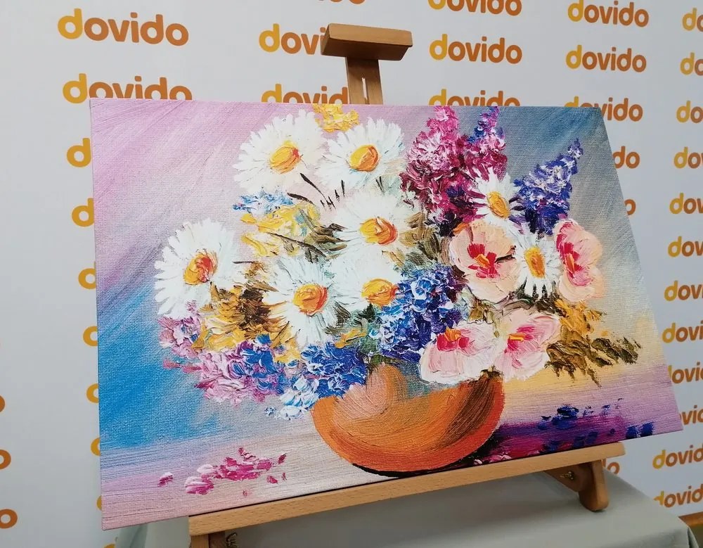 Tablou pictură în ulei cu flori de vară