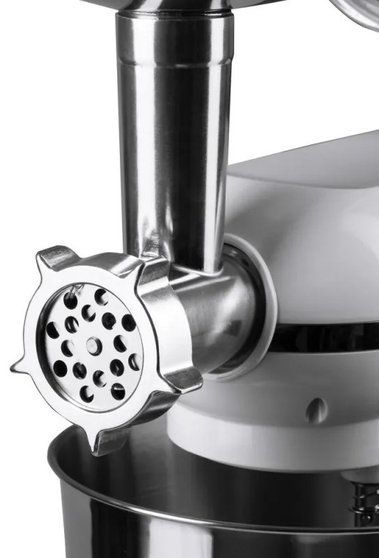 Robot de bucatarie cu bol din otel Hausberg HB-7605AB, 1000W, 5 L, 6 viteze, LED, Blender, Mixer, Masină de tocat carne, Alb