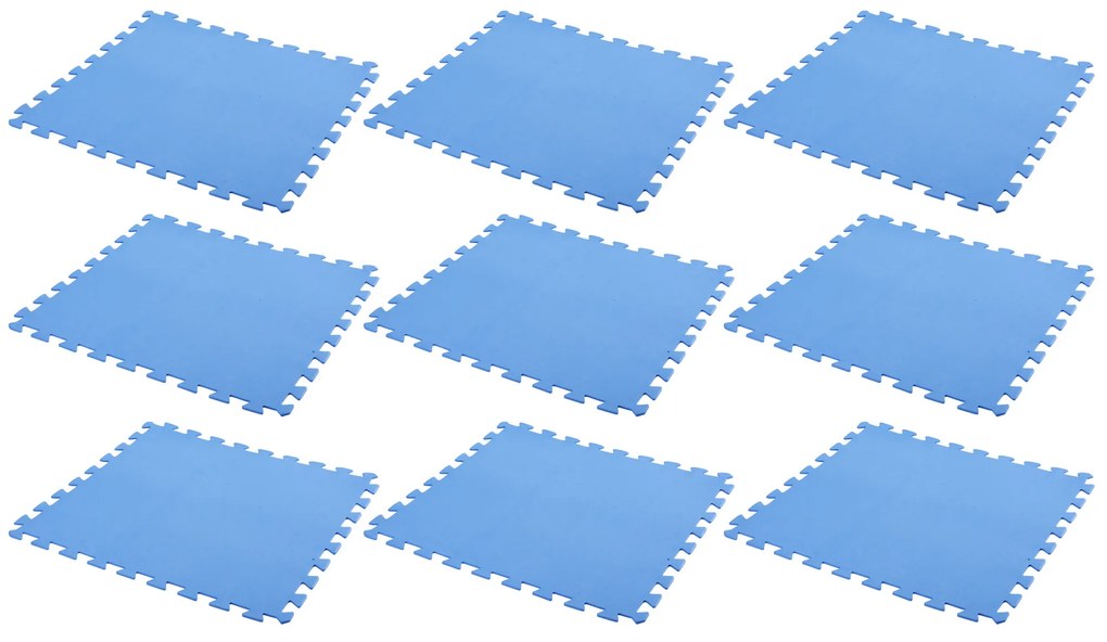 Covor din spuma puzzle, EVA, 9 elemente, albastru