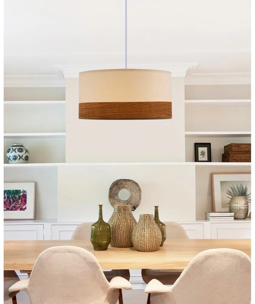 Lustră albă cu furnir și abajur textil ø 30 cm Bianco – Candellux Lighting