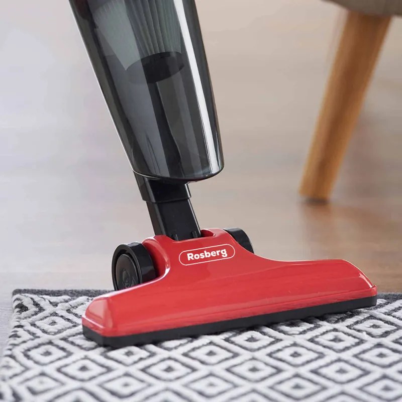 La mâna a doua: Aspirator vertical Rosberg R51001A, 600W, 800 ml, Filtru HEPA, Manual, Rosu
