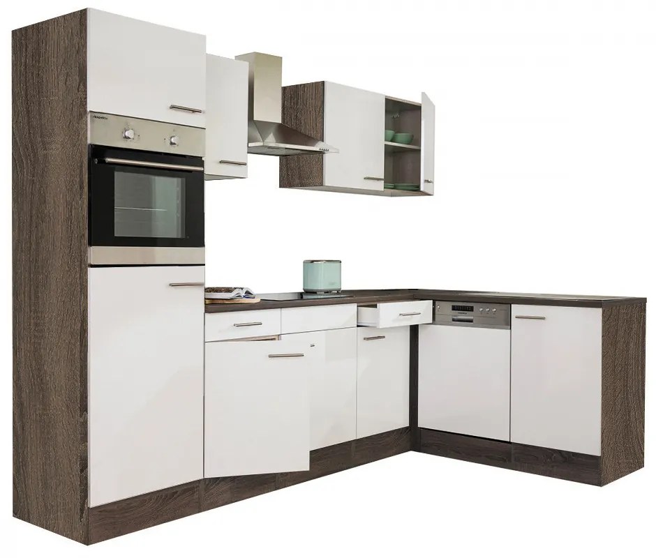 Corp de bucătărie de colț Yorki 280, corp din stejar Yorki, cu față alb satinat