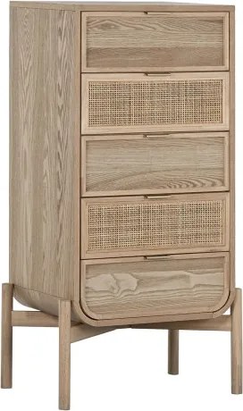 Comoda inalta natur , din lemn de molid si rattan " Almeria"