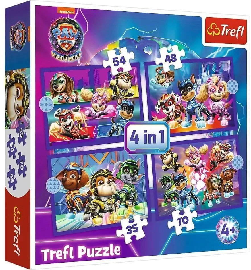 Puzzle Trefl Patrula cățelușilor și Eroii, 4în1(35, 48, 54, 70 bucăți)