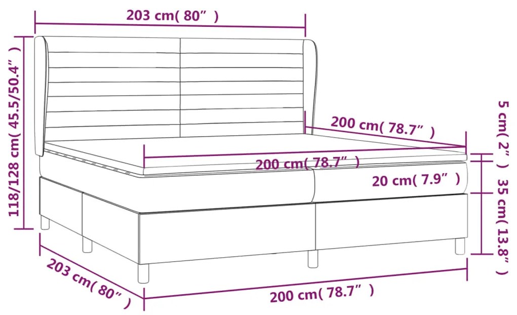 Pat box spring cu saltea, albastru, 200x200 cm, textil Albastru, 200 x 200 cm, Benzi orizontale