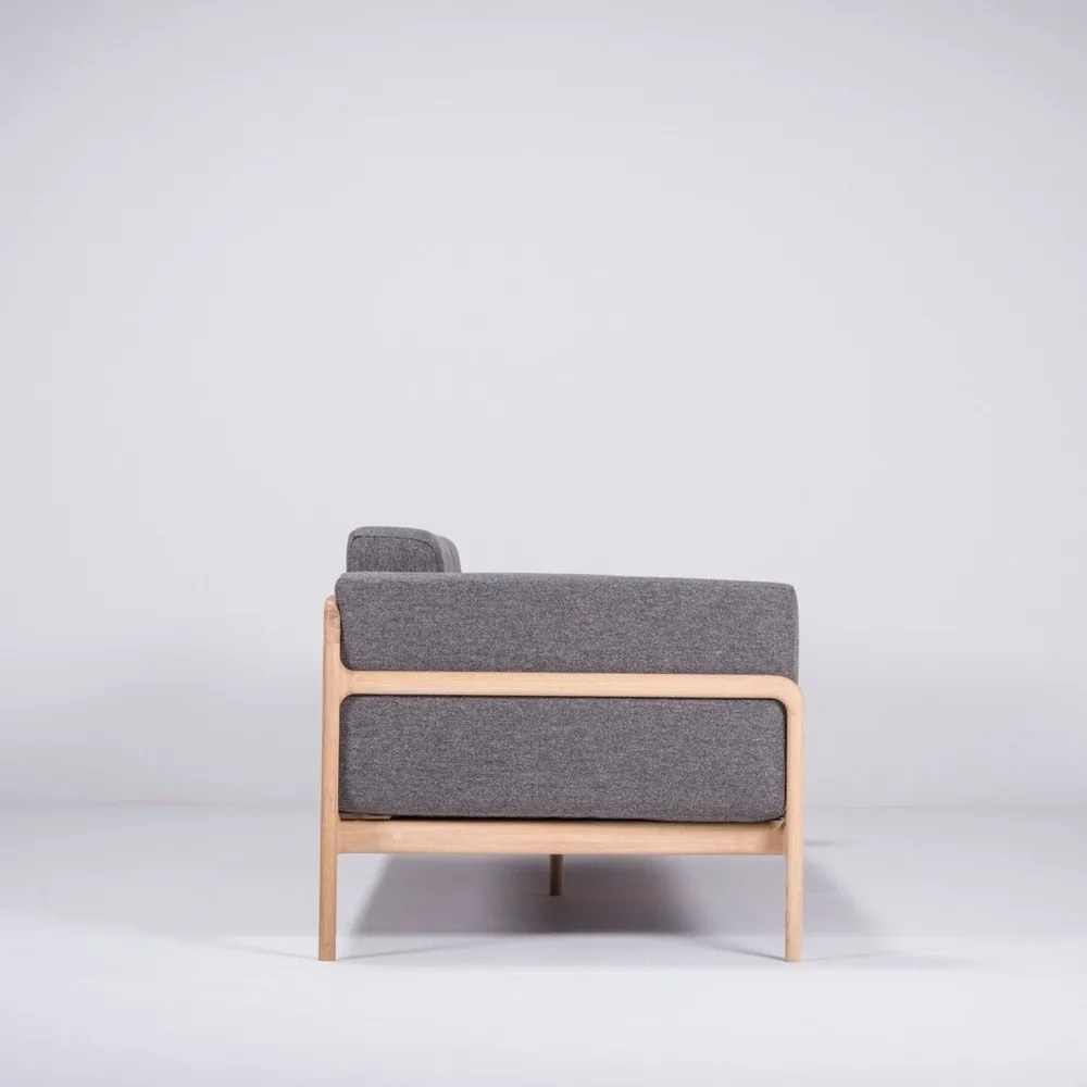 Canapea cu structură din lemn de stejar Gazzda Fawn Plus, 240 cm, gri închis