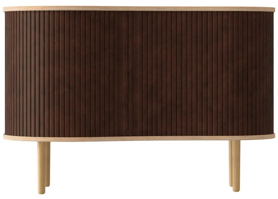 Comodă maro/în culoare naturală joasă cu aspect de lemn de stejar cu ușă glisantă 100x67 cm Audacious – UMAGE