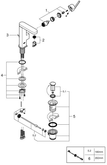 GROHE 23871003 - Baterie pentru lavoar PLUS, mărimea M, crom lucios