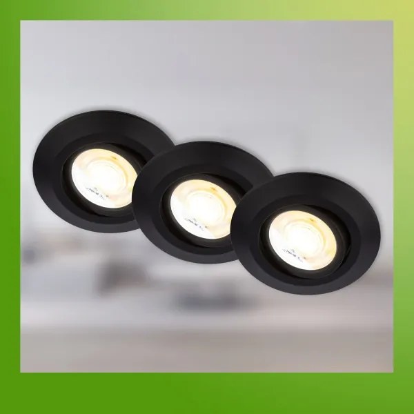 Briloner 7586035 - set de 3 plafoniere LED încastrate pentru baie KLIRA, 1xLED/4,9W/230V, IP23, negru