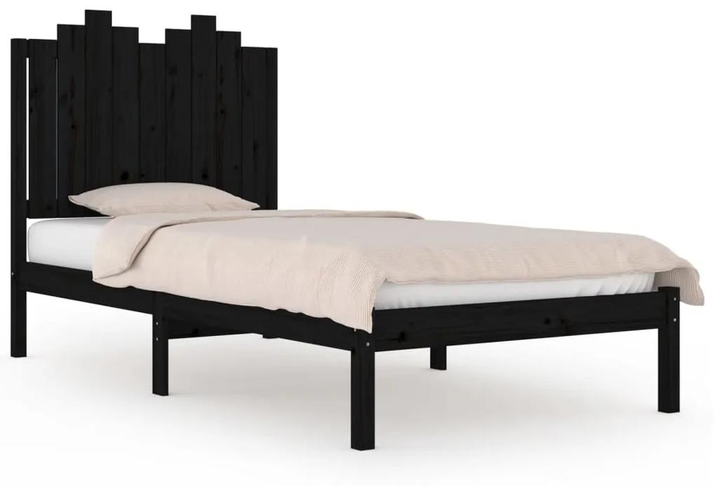 3103747 vidaXL Cadru de pat single, negru, 90x190 cm, lemn masiv de pin