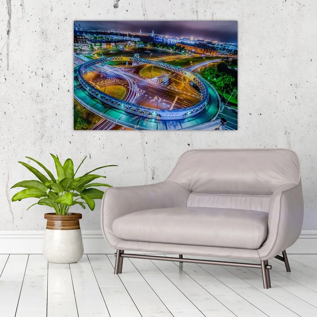 Tablou panorama orașului nocturn (90x60 cm)