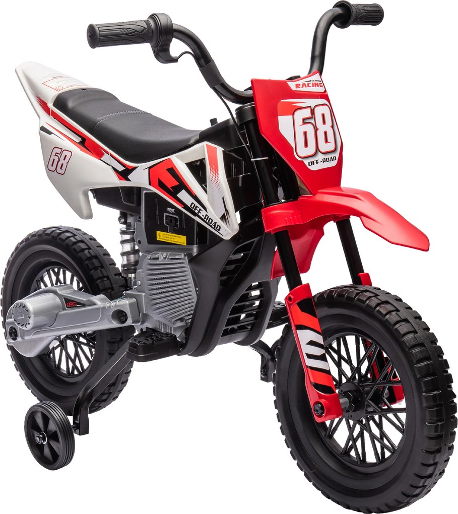 AIYAPLAY Motocicletă Electrică pentru Copii 3-6 Ani cu 2 Motoare și Accelerație Manuală, 2,4-5km/h, 107x56x70 cm, Roșu | Aosom Romania