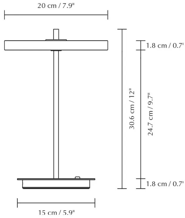 Veioză neagră LED din metal cu abajur din metal (înălțime 31 cm) Asteria Move – UMAGE