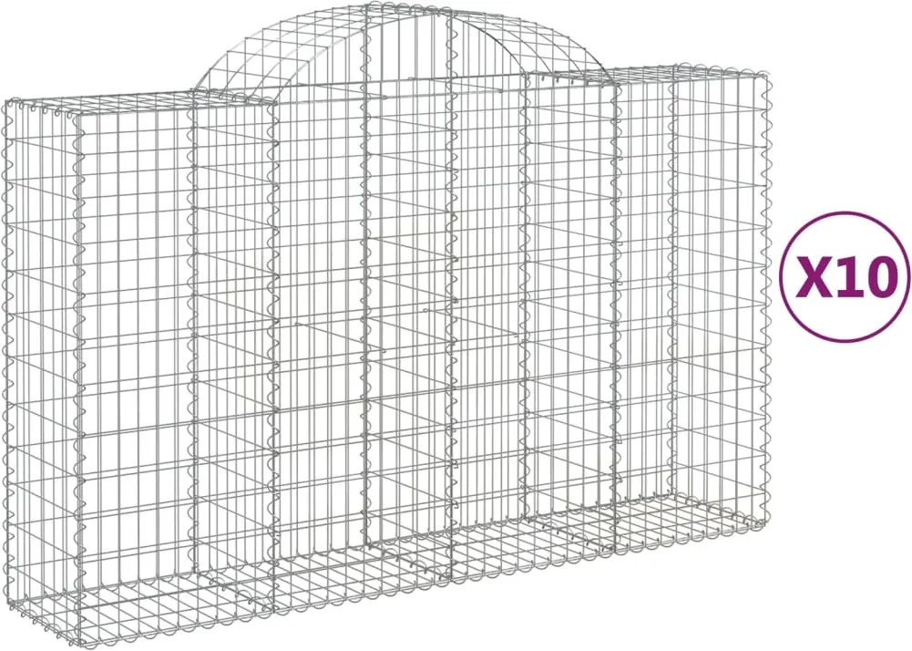 vidaXL Coșuri gabion arcuite 10 buc, 200x50x120/140 cm,fier galvanizat