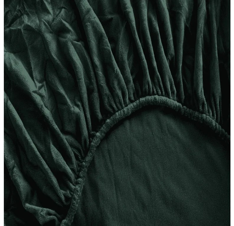 Cearsaf micropluș NOLVIA 160x200 cm verde inchis