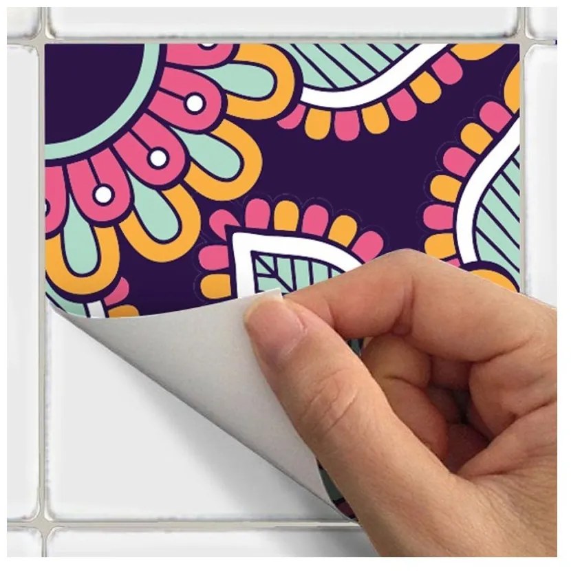 Set 30 autocolante de perete Ambiance Tiles Azulejos Mariska, 15 x 15 cm