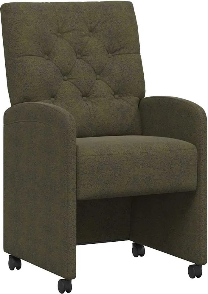 vidaXL Scaune de dining cu roți 2 pcs Verde militar 58 x 67 x 97 cm