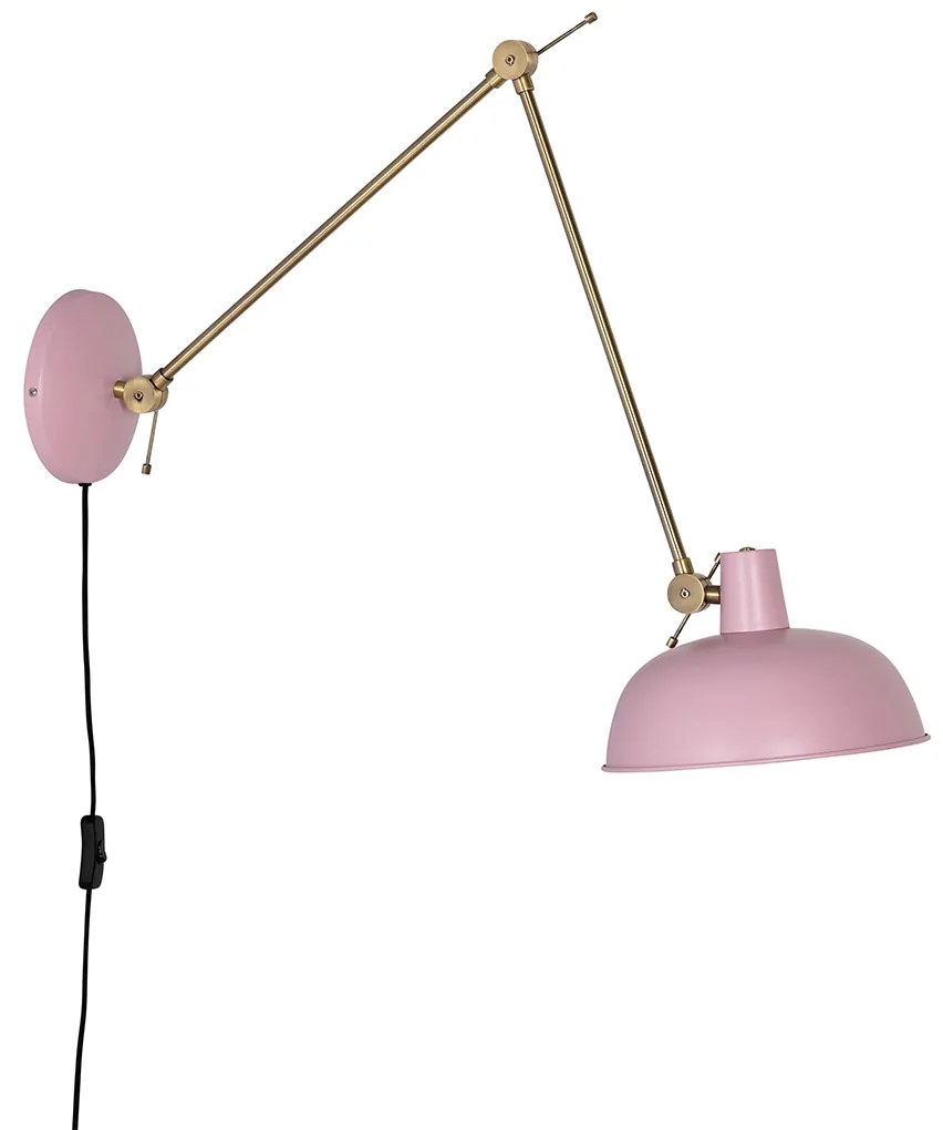 Lampă de perete retro oțel roz cu bronz - Milou