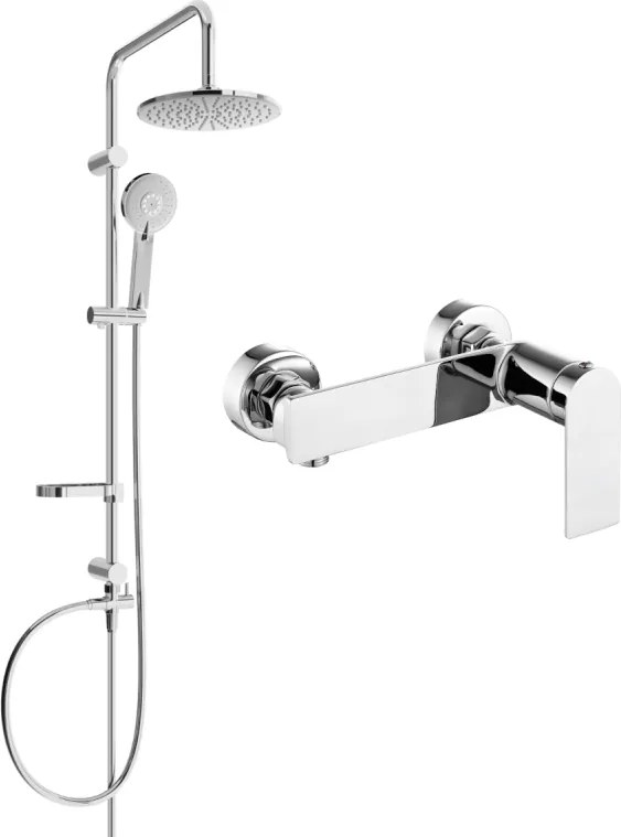 Mexen Carl set de duș montat pe perete cu platou de duș și baterie de duș Zero, crom - 71140240-00
