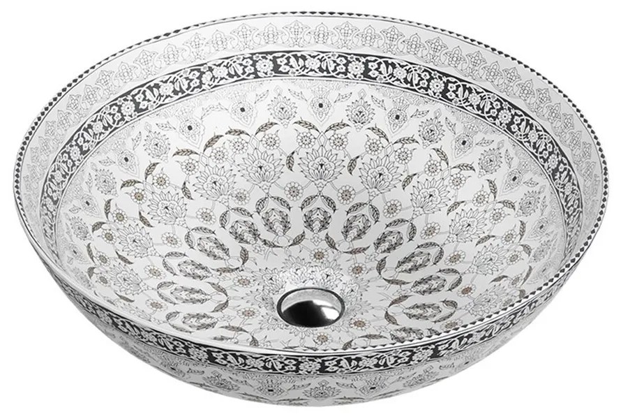 Lavoar pe blat Rune Estrid Kolor rotund 40 cm alb-gri