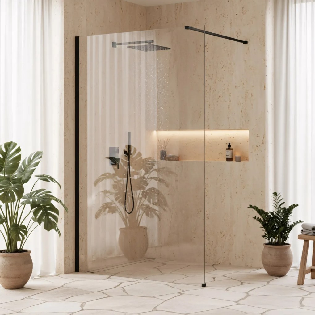 Paravan de dus Rea Flexi Transparent / Black 70