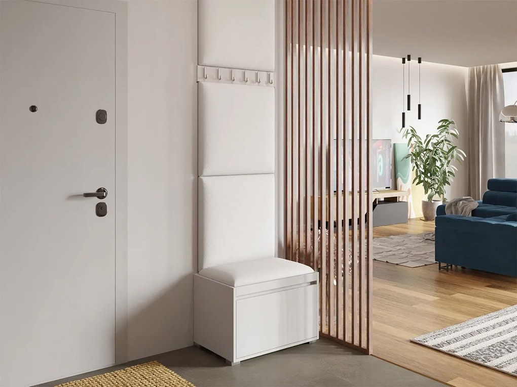 Mobilier pentru hol Leon 60 VII (Alb + piele ecologică Soft 017). 1059579