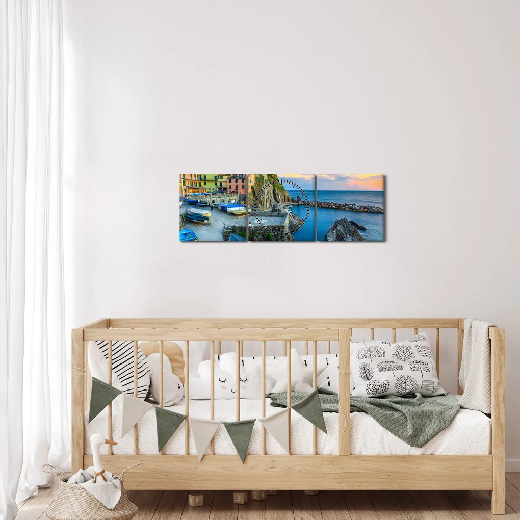 Tablou - Satul mediteranean (cu ceas) (90x30 cm)