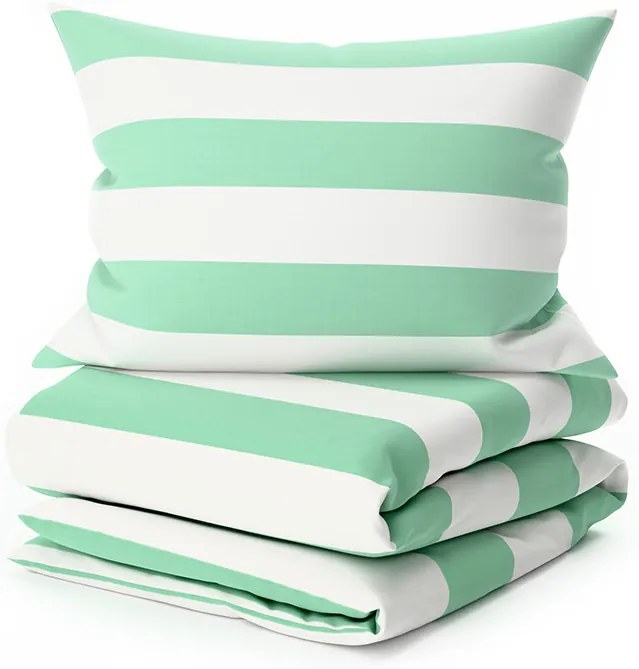 Lenjerie de pat din bumbac STRIPES alb-verde Dimensiune lenjerie de pat: 70 x 90 cm | 140 x 200 cm