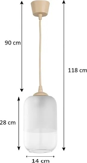Brilagi - Lustră LED pe cablu RETRO GLASS 1xE27/60W/230V, Ø 14 cm, bej/alb
