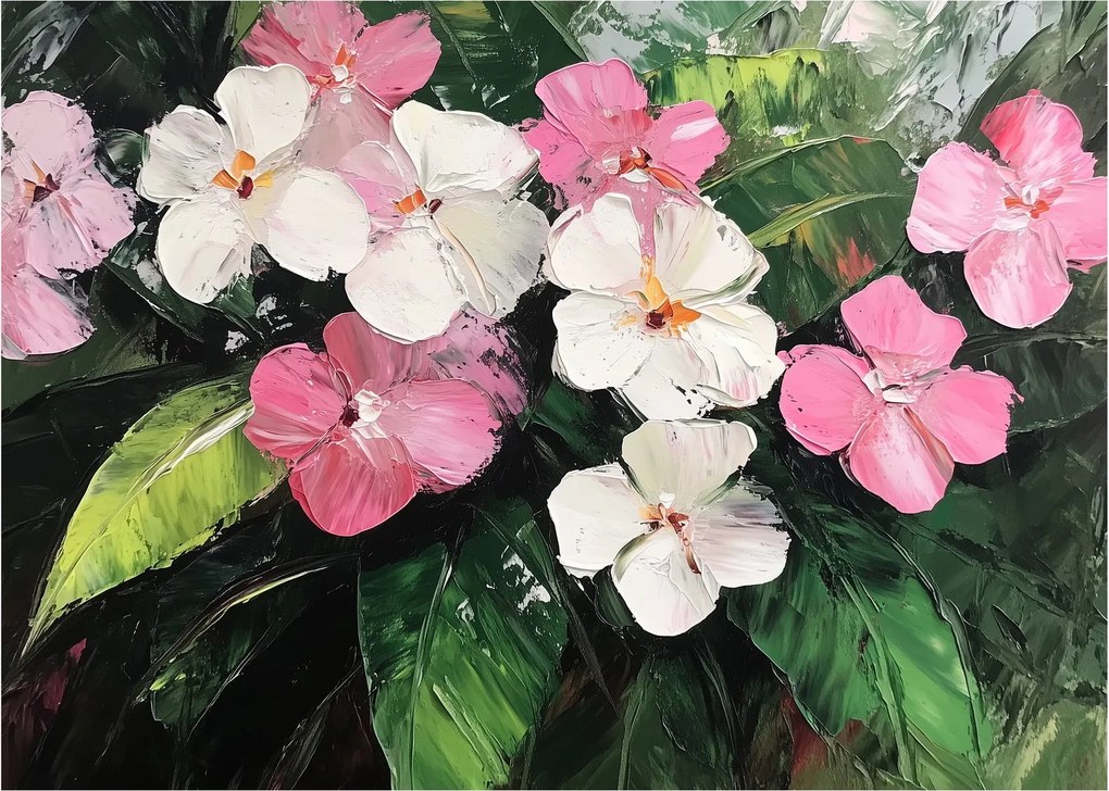 Tablou - Flori roz și albe (70x50 cm)