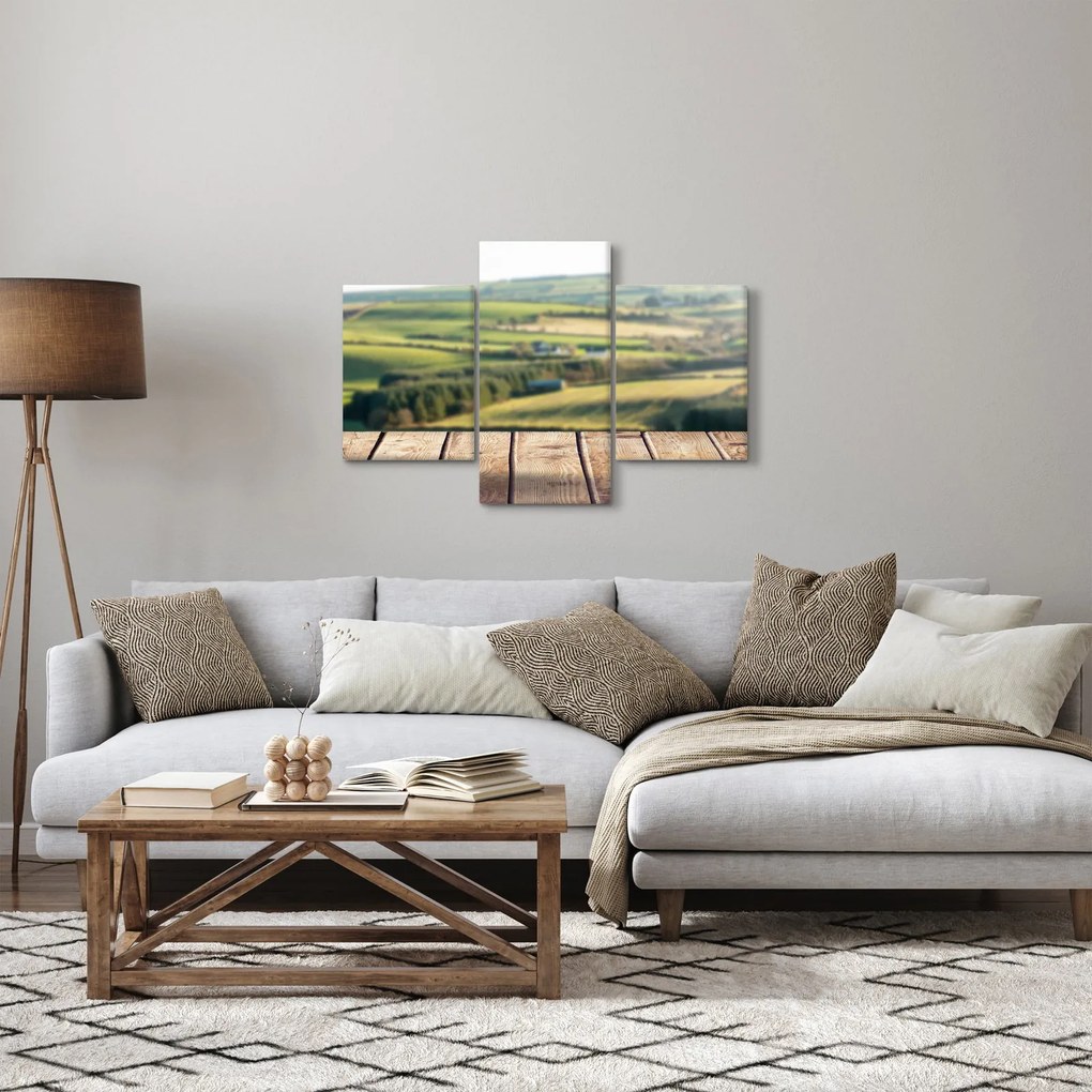 Tablou - Raft din lemn cu peisaj (90x60 cm)